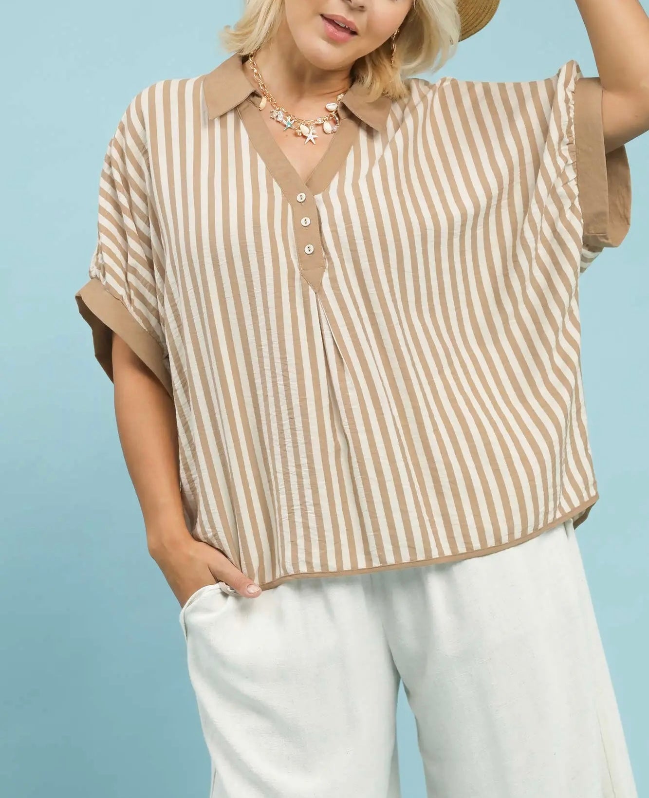 Latte Stripe Oversized Top