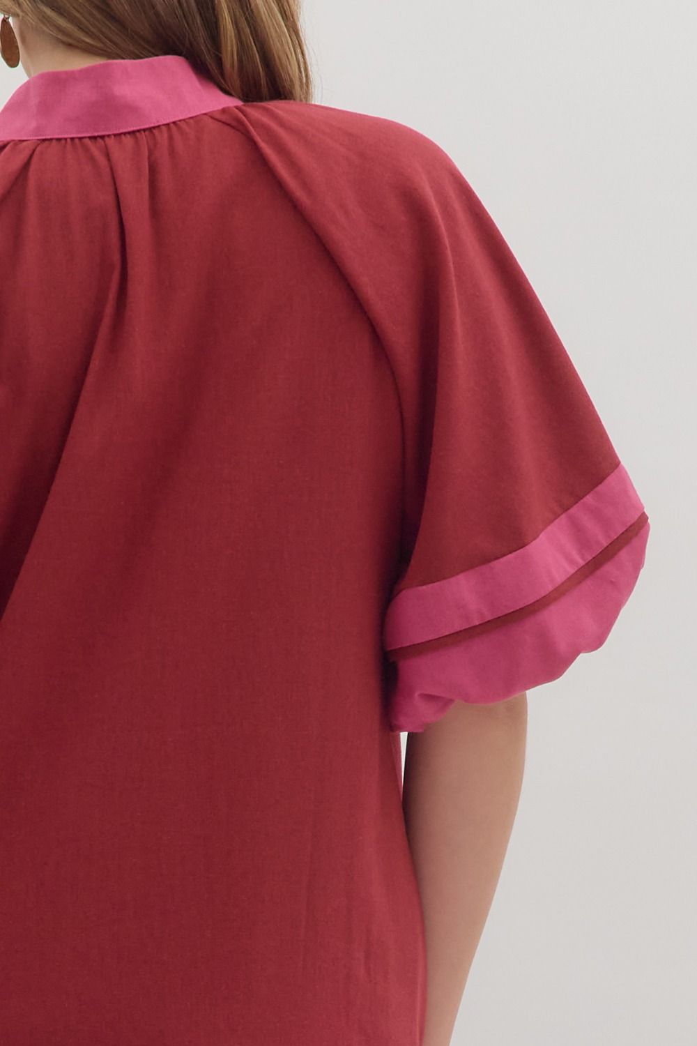 Burgundy Collar Band Dress