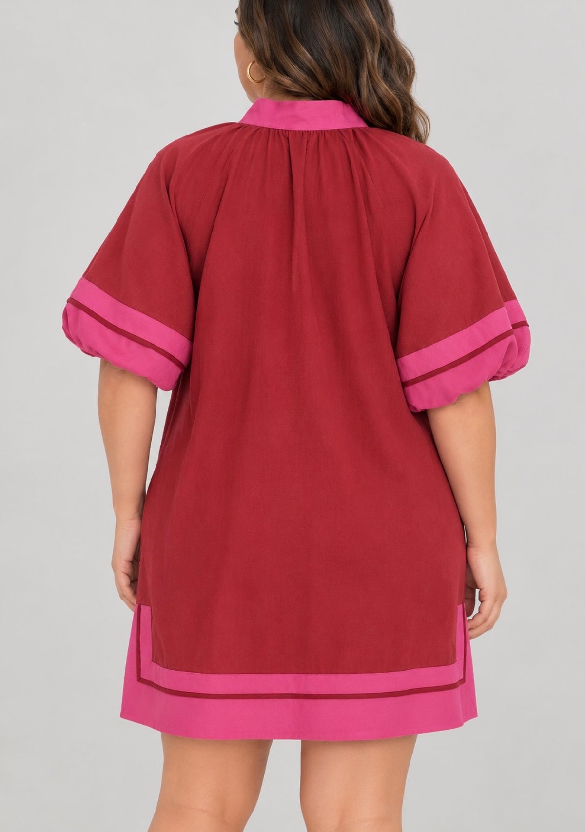 Burgundy Collar Band Dress