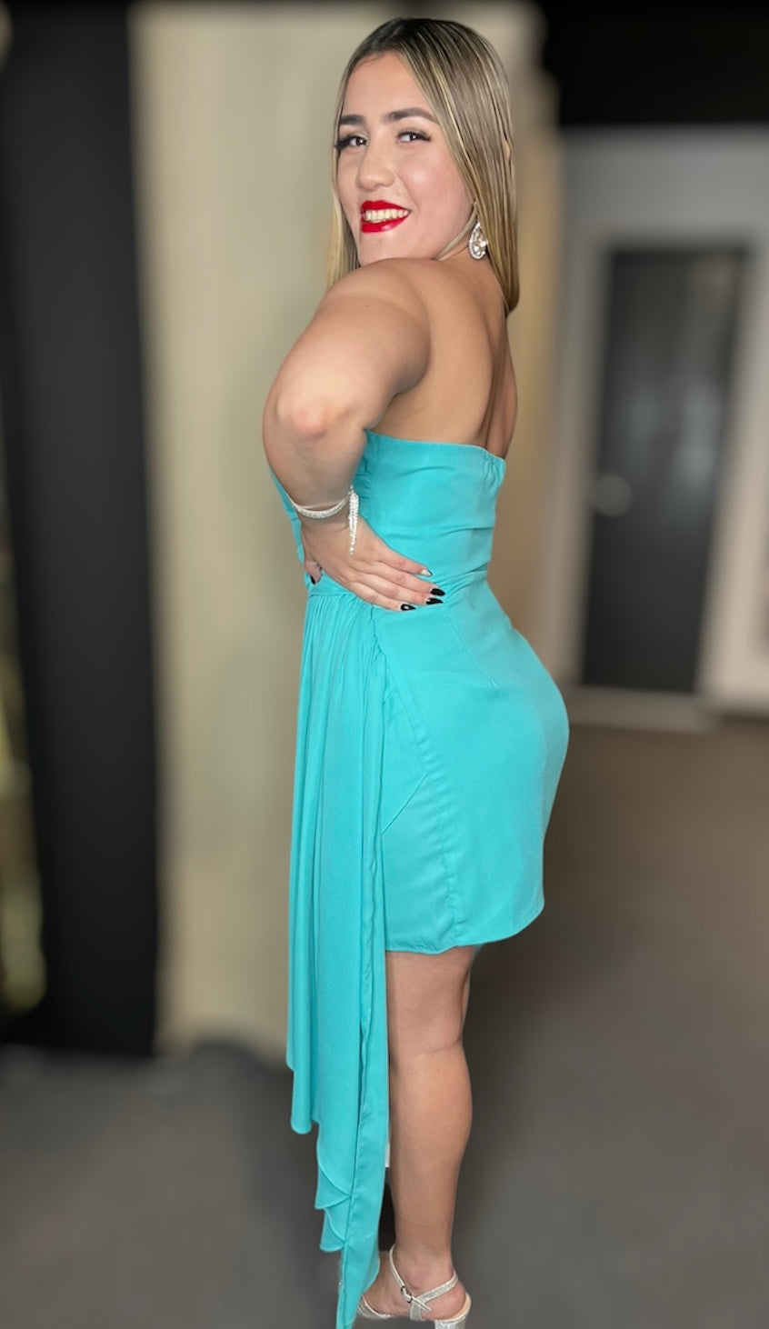 Turquoise Tail Mini Dress