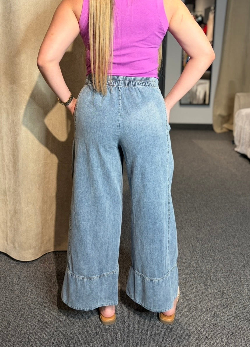 Stone Wash Denim Pants
