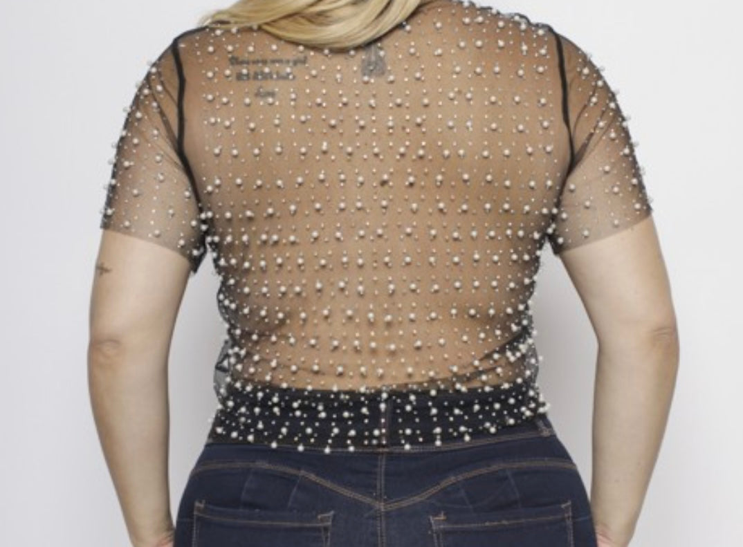 Mesh Pearl Top