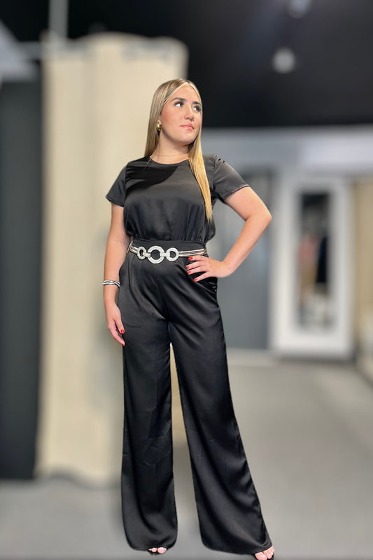 Black Satin Jumpsuit