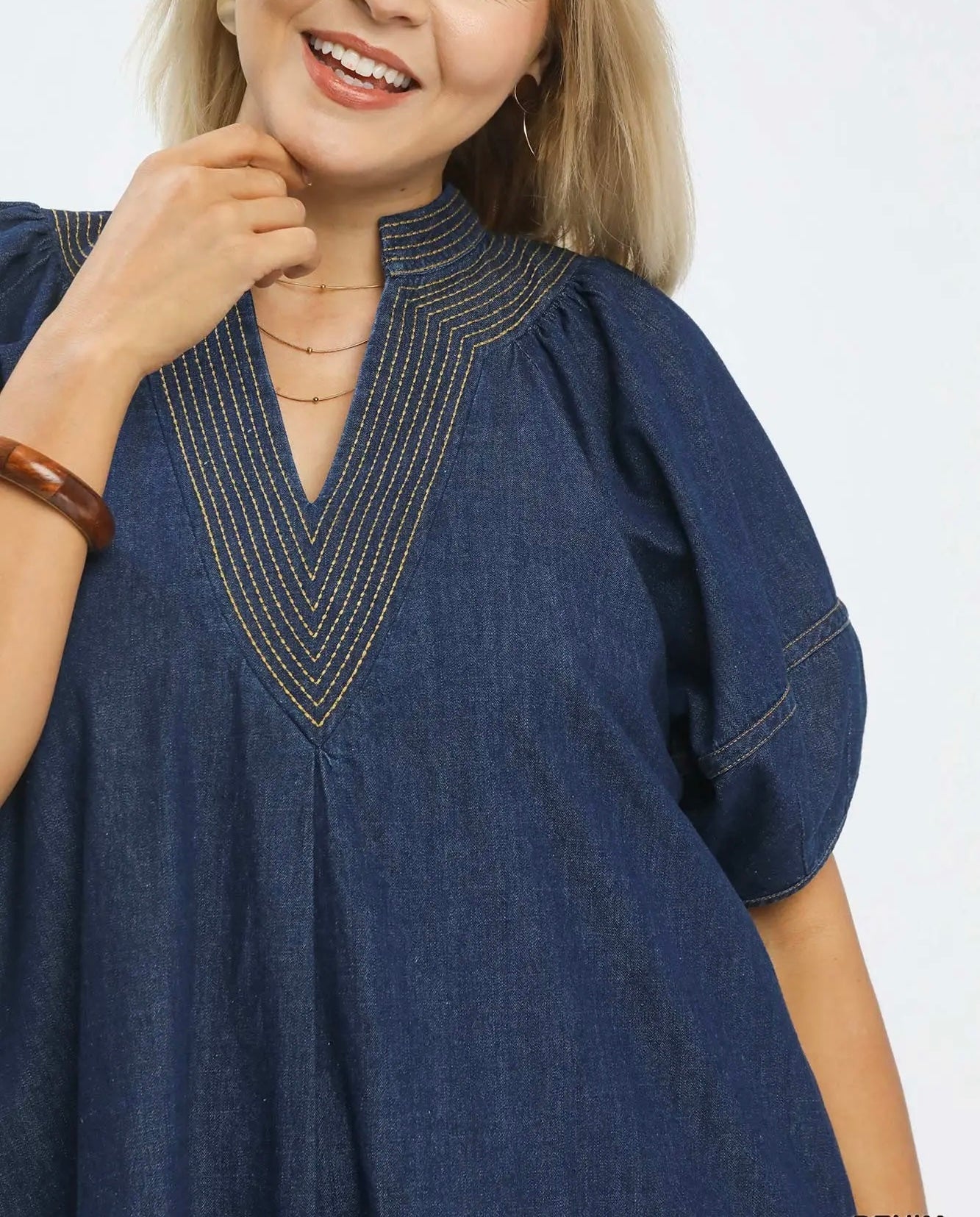 V Neck Denim Dress