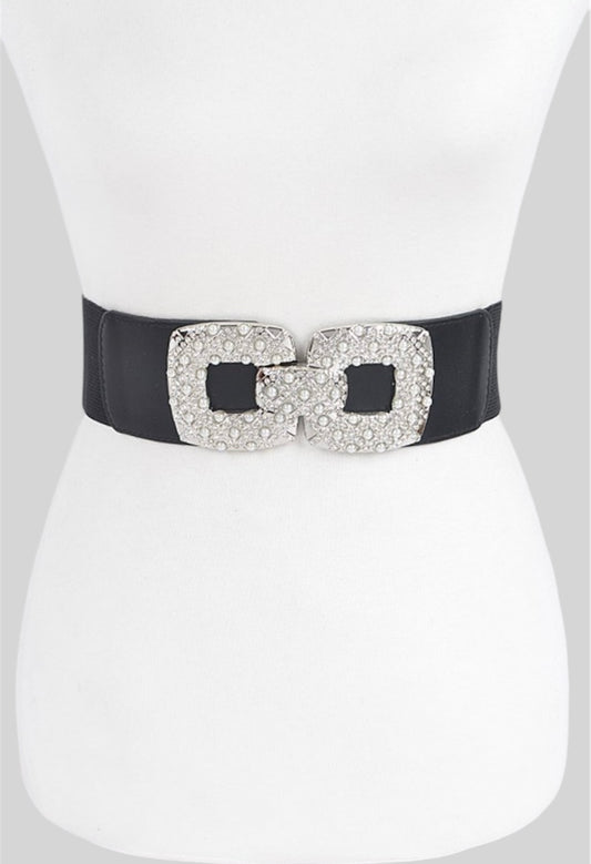 Pearl Buckle Plus Size Elastic Belt