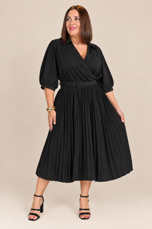 Pleated Midi Dress