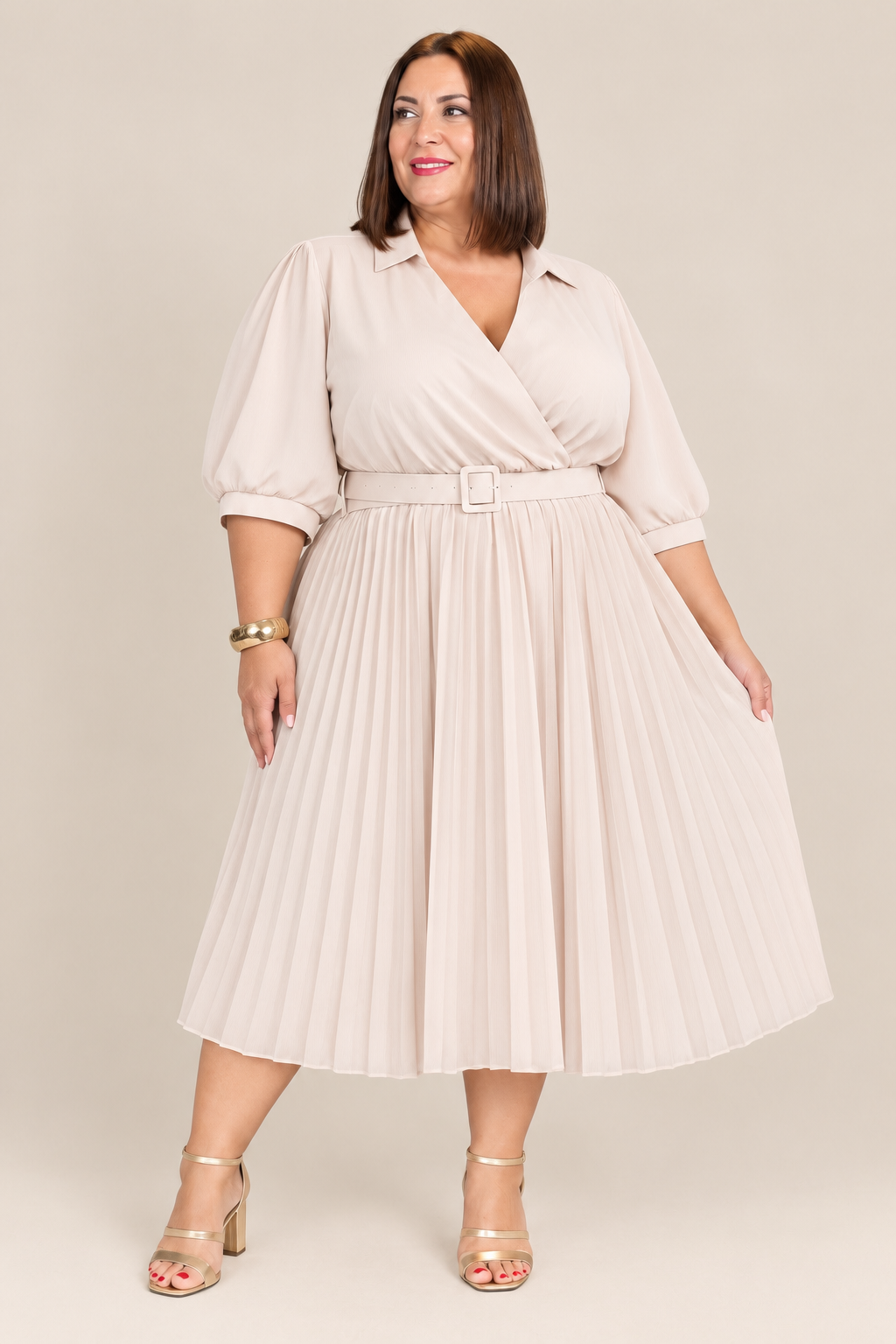 Pleated Midi Dress