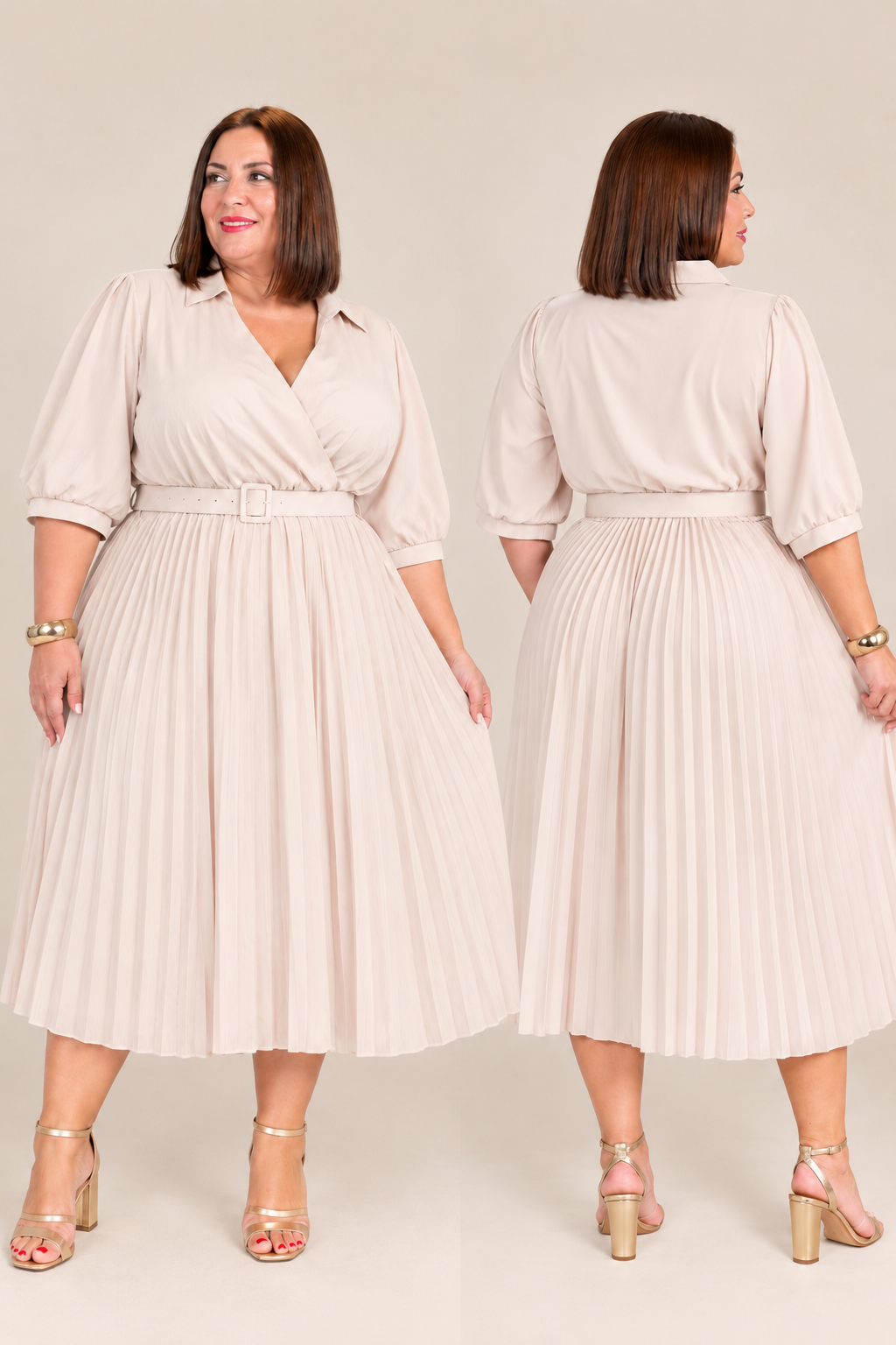 Pleated Midi Dress