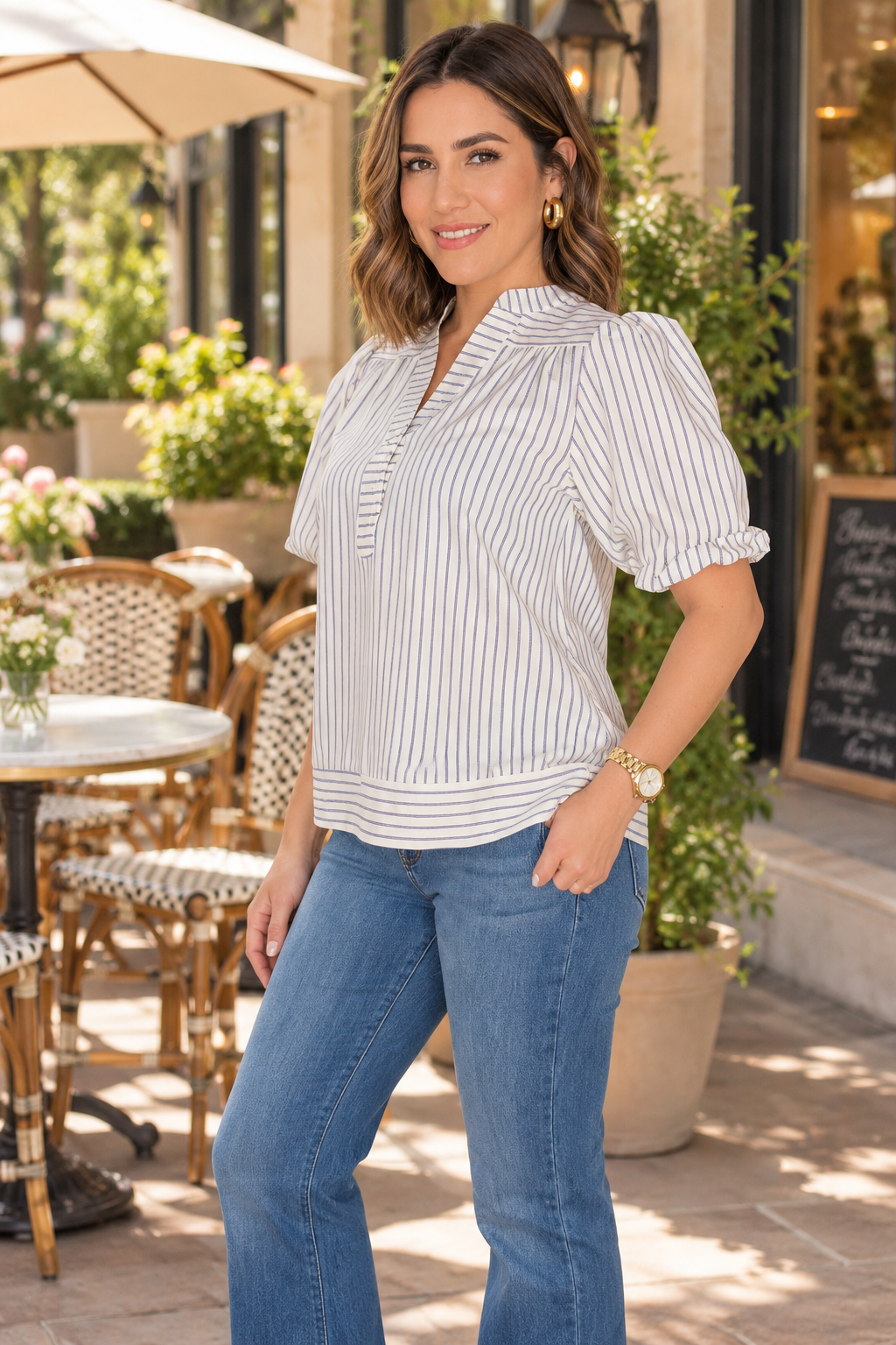 Lilac Striped Top