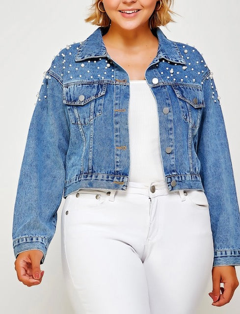 Pearl Studs Denim Jackets