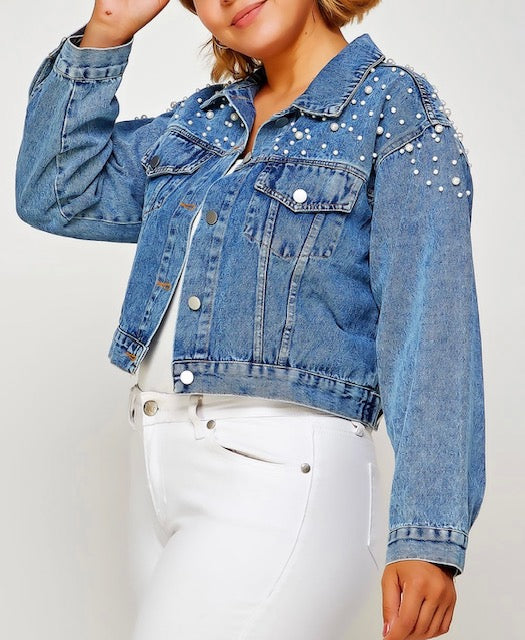 Pearl Studs Denim Jackets