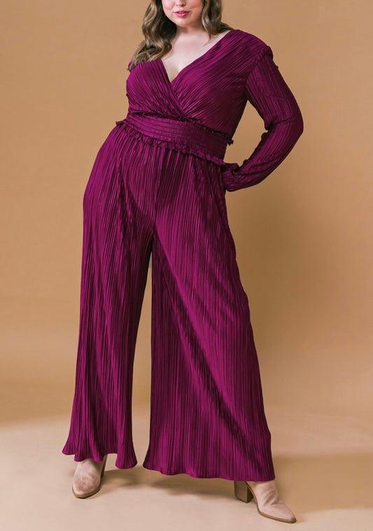 Solid Pleated Jumpsuit