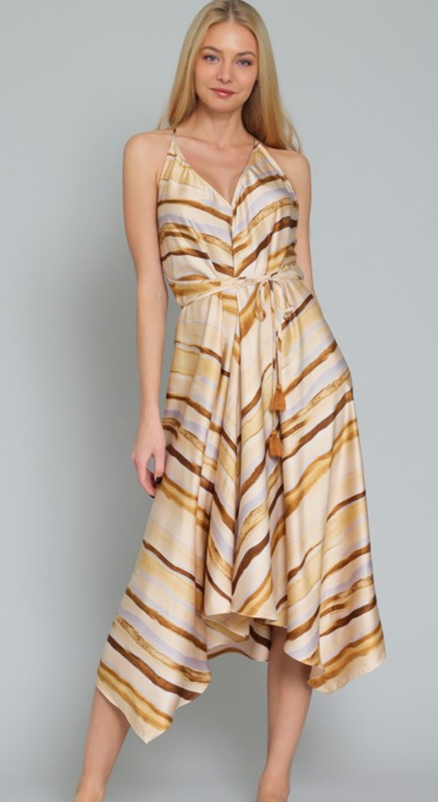 Tan Strap Midi Dress
