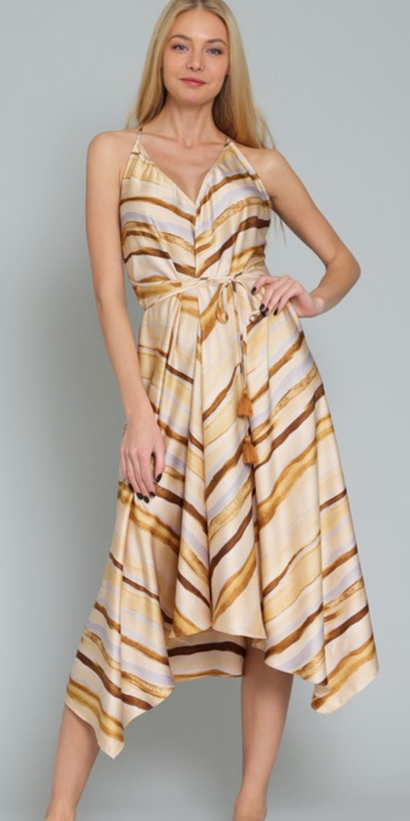 Tan Strap Midi Dress