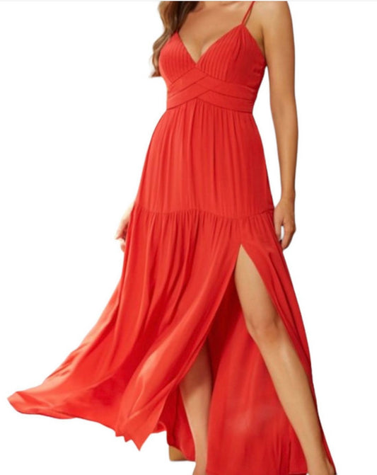 Solid Red Maxi Dress